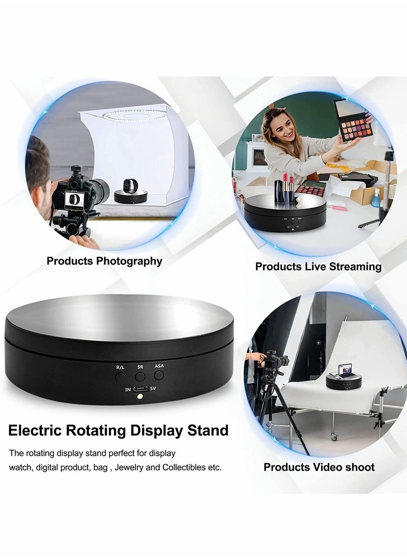 KASTWAVE - Rotating Display Stand, 360 Degree Motorized Rotating Turntable Display Stand with USB Power Cable for Photography Products and Shows, Jewelry Panoramic Display, Max Load 6.6Lb Video Show (PVC Mirror) - Image 1