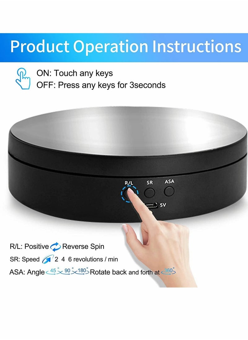 KASTWAVE - Rotating Display Stand, 360 Degree Motorized Rotating Turntable Display Stand with USB Power Cable for Photography Products and Shows, Jewelry Panoramic Display, Max Load 6.6Lb Video Show (PVC Mirror) - Image 1