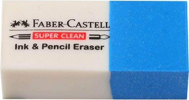 FABER-CASTELL مجموعة ممحاة ومبراة معدنية (زرقاء وبيضاء) - 2 قطعة لكل منهما - Image 1