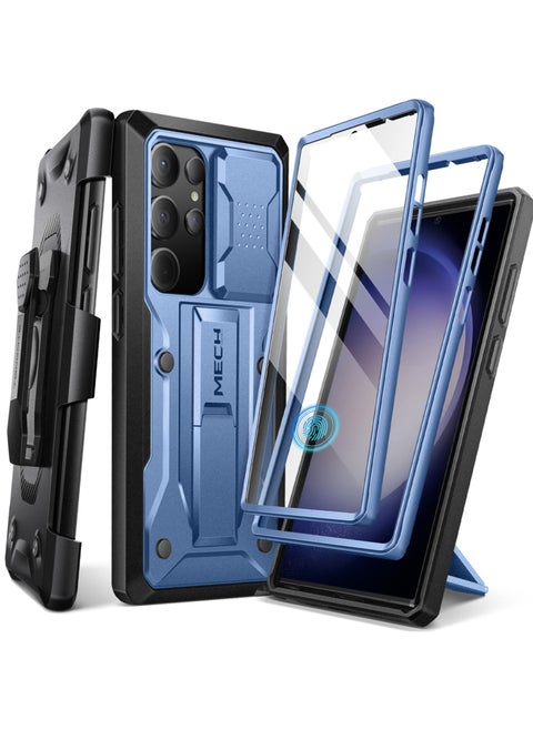 Samsung Galaxy S23 Ultra Case [Built-in Sliding Cover and Screen Protector] [2 Front Frames] Premium Shockproof Protection S23 Ultra Case with Kickstand and Belt Clip 6.8 Inch Blue