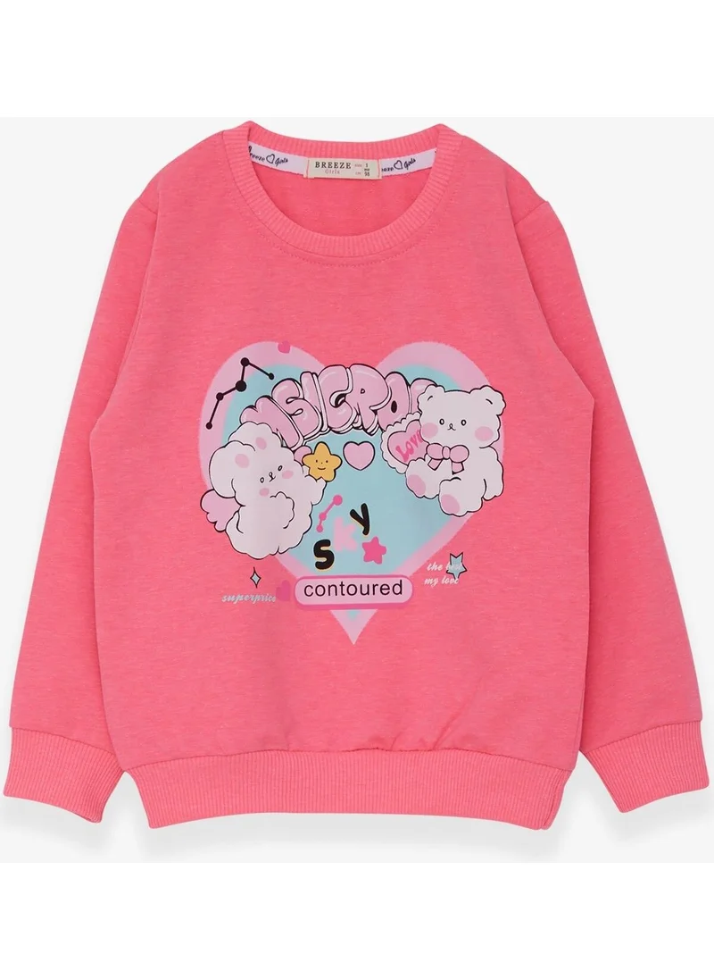 Breeze Girl's Sweatshirt Heart Printed 2-6 Years, Neon Pink