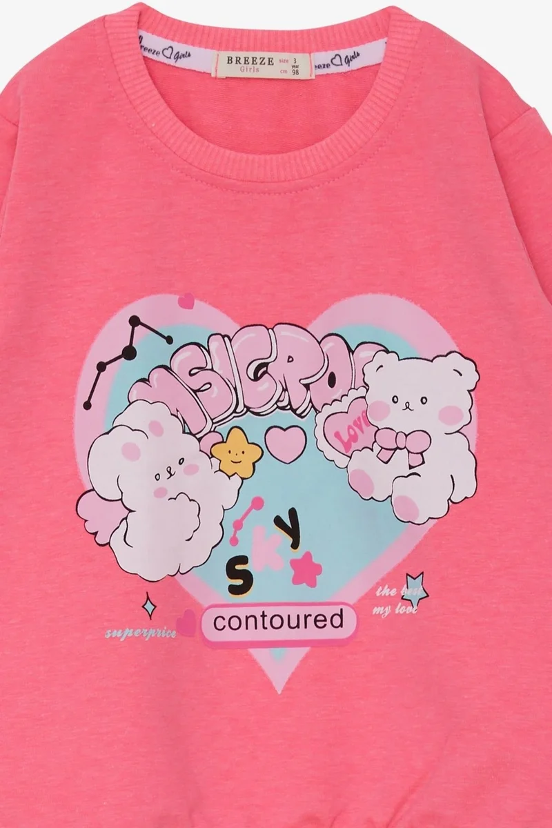 بريز Girl's Sweatshirt Heart Printed 2-6 Years, Neon Pink