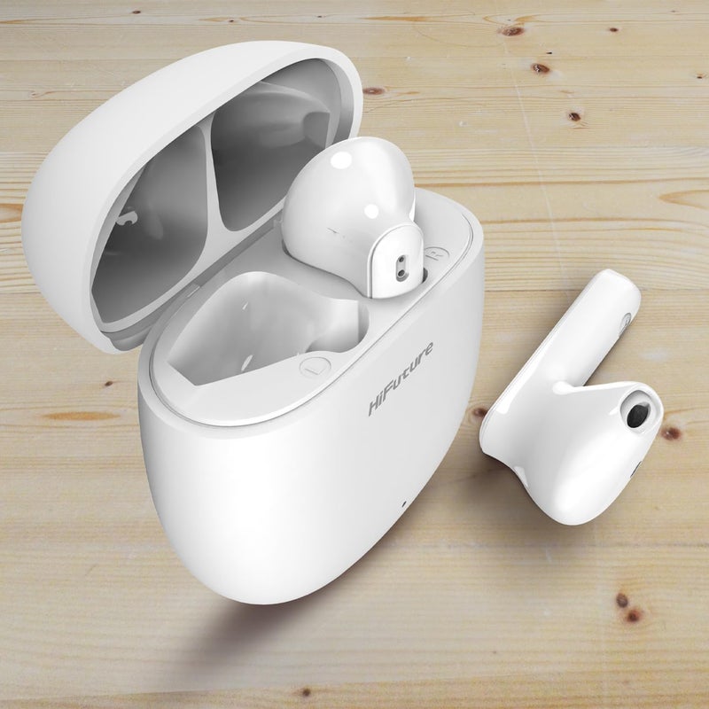HiFuture Colorbuds2 TWS Earphones - Bluetooth 5.3, 20 Hours Playtime, IPX5 Sweatproof, ENC for Calls, Powerful Bass - White - Image 2