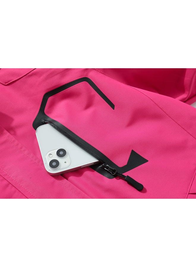 DECKTIN Women's Waterproof Lightweight Rain Jacket Windproof Breathable Trench Coat Detachable Hood Raincoats Outdoor Hiking Jacket, Rose Red, M - Image 5