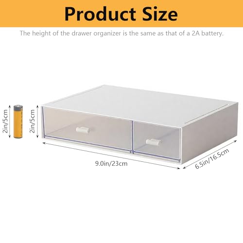 kulusion Desk Organizer-Stackable Storage Drawers, Desk Drawer Organizer Perfect For Collection Small Item/Cosmetic Office Supplies - 2 drawers (White) - Image 2