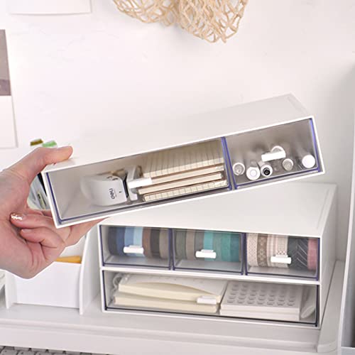 kulusion Desk Organizer-Stackable Storage Drawers, Desk Drawer Organizer Perfect For Collection Small Item/Cosmetic Office Supplies - 2 drawers (White) - Image 3