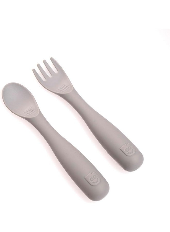 Talktools Bitsy Feeding Kid's Essentials Plate Set - Toddler Utensils, Spoon and Fork, Plate Lid, Perfect for Mealtime - Strong Suction Toddler Plates with 4 Compartments (Spoon/Fork-Cloud) - Image 1