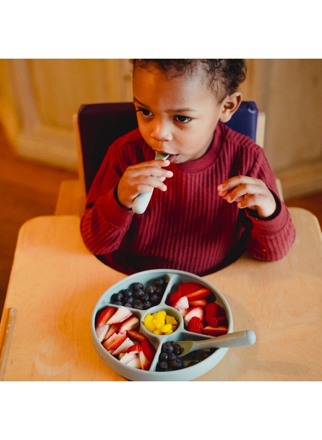 Talktools Bitsy Feeding Kid's Essentials Plate Set - Toddler Utensils, Spoon and Fork, Plate Lid, Perfect for Mealtime - Strong Suction Toddler Plates with 4 Compartments (Spoon/Fork-Cloud) - Image 4