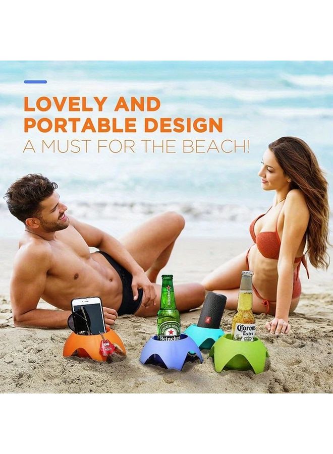 Purple Portable Beach Cup Holders Storage Tray For Sand And Drinks - Image 3
