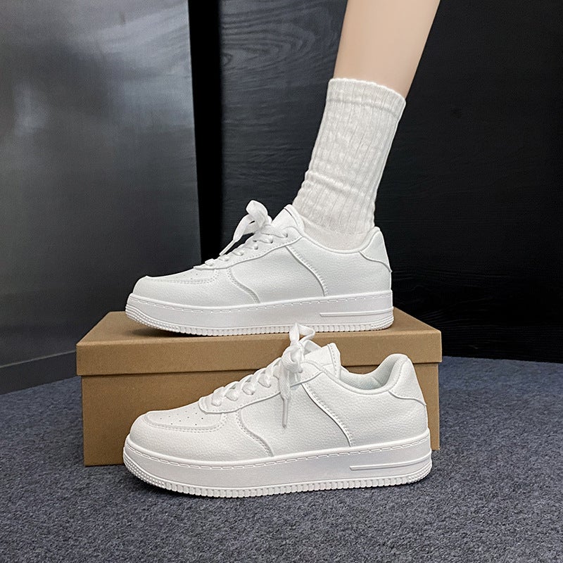White Shoes Womens 2024 Spring and Autumn New Korean Style Platform Shoes Womens Thick Sole Lightweight Students Casual Sports Board Shoes for Women All white - Image 4