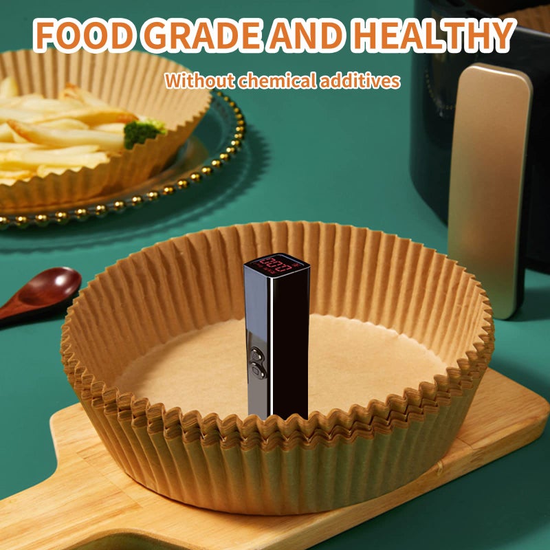 GOFFUGT Air Fryer Disposable Paper Liner, 100PCS 9 Inch Large Airfryer Liners Round, Parchment Paper for Air Fryer, Steamer, Baking, Microwave Etc Non-stick Oil-proof Water-proof - Image 2