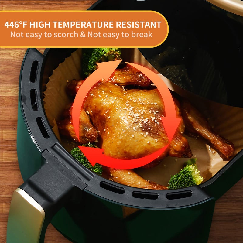 GOFFUGT Air Fryer Disposable Paper Liner, 100PCS 9 Inch Large Airfryer Liners Round, Parchment Paper for Air Fryer, Steamer, Baking, Microwave Etc Non-stick Oil-proof Water-proof - Image 5