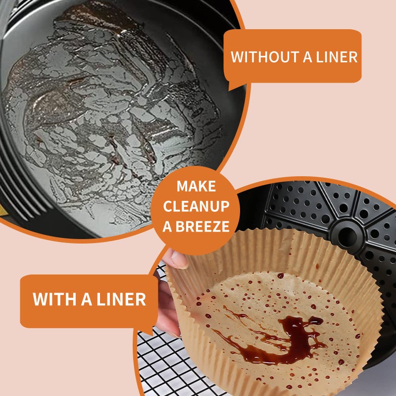 GOFFUGT Air Fryer Disposable Paper Liner, 100PCS 9 Inch Large Airfryer Liners Round, Parchment Paper for Air Fryer, Steamer, Baking, Microwave Etc Non-stick Oil-proof Water-proof - Image 4