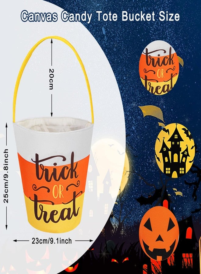 Whaline 3 Pack Halloween Trick or Treat Bucket Pumpkin Castle Candy Basket Tote Bag with Handle Portable Candy Holder Bag Trick or Treat Canvas Goodie Bags for Halloween Party Favor - Image 2