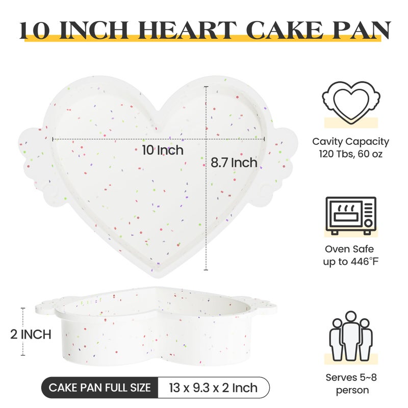 AOTASO 10 Inch Heart Shaped Cake Pans with Metal Reinforced Frame Silicone Heart Cake Pans Nonstick Large Silicone Molds for Baking Set of 2 (Cream) - Image 5