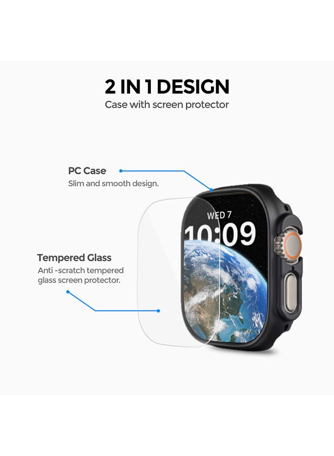 O Ozone Matte Watch Cover for Apple Watch Ultra 49mm Case with Screen Protector (Pack of 2) Protective cover - Clear/Black  - Image 3