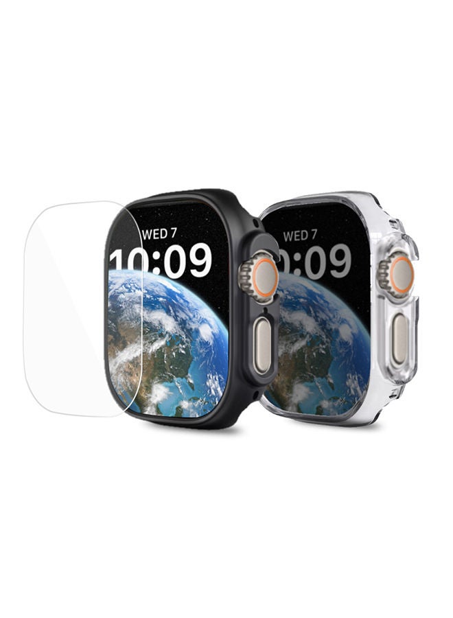 O Ozone Matte Watch Cover for Apple Watch Ultra 49mm Case with Screen Protector (Pack of 2) Protective cover - Clear/Black  - Image 1