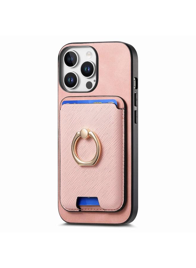 زبون جراب هاتف iPhone 13 Pro Max من الجلد بتصميم متقاطع عتيق مع حقيبة بطاقات MagSafe - Image 2