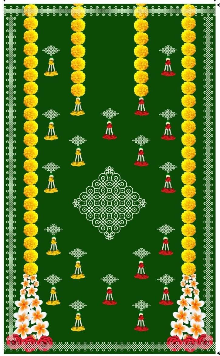 قماش خلفية أنيق لمهرجان ماكار سانكرانتي | لتزيين البوجا ستارة خلفية تقليدية | ارتفاع 5 أقدام وعرض 8 أقدام