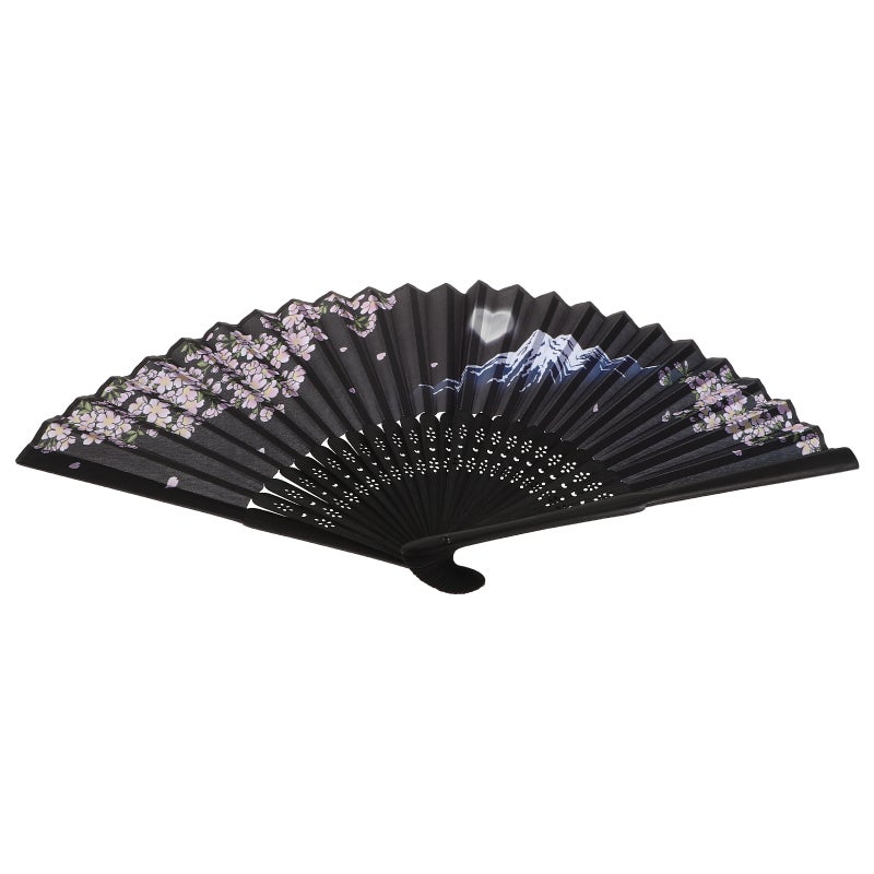 Japanese Silk Folding Hand Fans Decorative Fans Chinese Japanese Hand Held Folding Fans With Mount Fuji Pattern For Wedding Party Home Decoration - Image 1