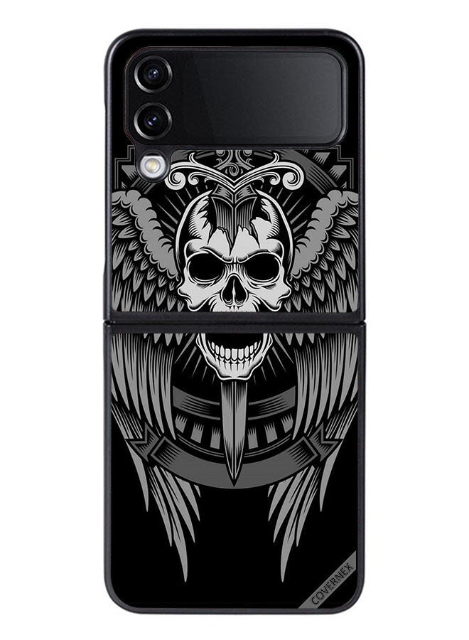Covernex Protective Case Cover For Samsung Galaxy Z Flip 4 Skull Have Eagle Wings - Image 1