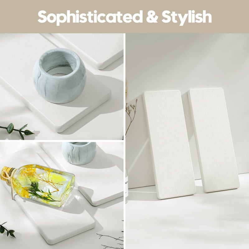 Razborci 2PCS 7"x3.5" Water Absorbing Bathroom Sink Vanity Trays, Diatomite Stone Quick Drying Mat for Kitchen Counter, Dish Rack Dispenser Sponge Holder Caddy Organizer, White, 7"x3.5" - Image 4