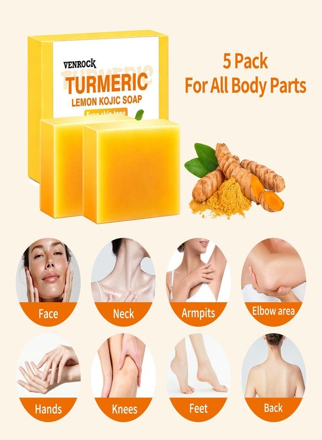 Venrock Turmeric Soap - Dark Spot Remover for Face, Facial Cleanser, Even Skin Tone, Moisturizing & Nourishing Natural Ingredients (5 x 3.527oz) - Image 2