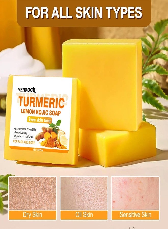 Venrock Turmeric Soap - Dark Spot Remover for Face, Facial Cleanser, Even Skin Tone, Moisturizing & Nourishing Natural Ingredients (5 x 3.527oz) - Image 4
