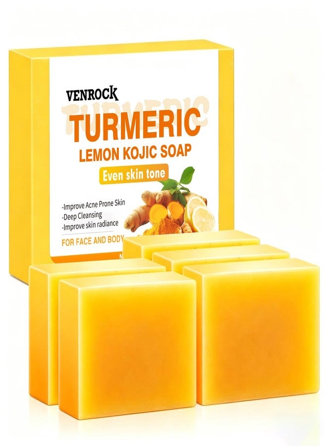 Venrock Turmeric Soap - Dark Spot Remover for Face, Facial Cleanser, Even Skin Tone, Moisturizing & Nourishing Natural Ingredients (5 x 3.527oz) - Image 1