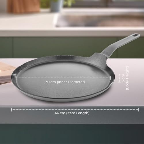 Berghoff 30 cm Recycled Aluminum Non-Stick Cooking Tawa | CeraGreen Ceramic Coating| PTFE, PFAS Free |Induction, Dishwasher Ready |Dark Grey |5 Yr Warranty - Image 2