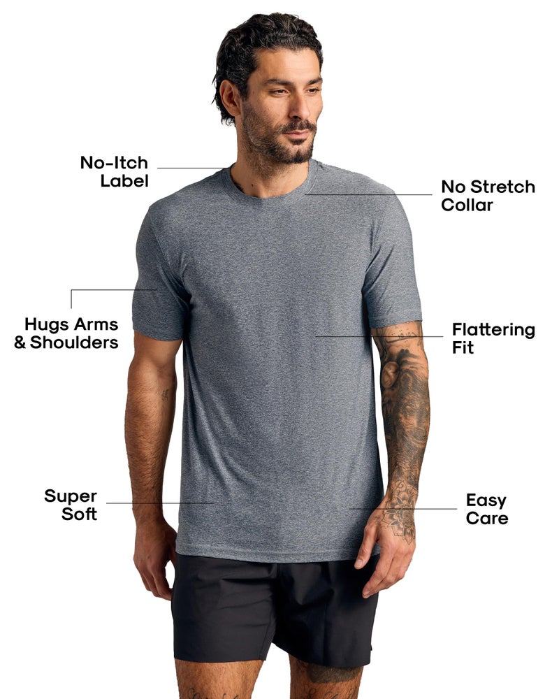 True Classic Workout Shirts for Men â€“ Mens Shirts & Muscle Shirt for Men, Gym Shirt, Mens Tank Top and Athletic Base Layer, Quick-Dry Workout Tee, Pack of 1, Heather Navy, 3XL - Image 2