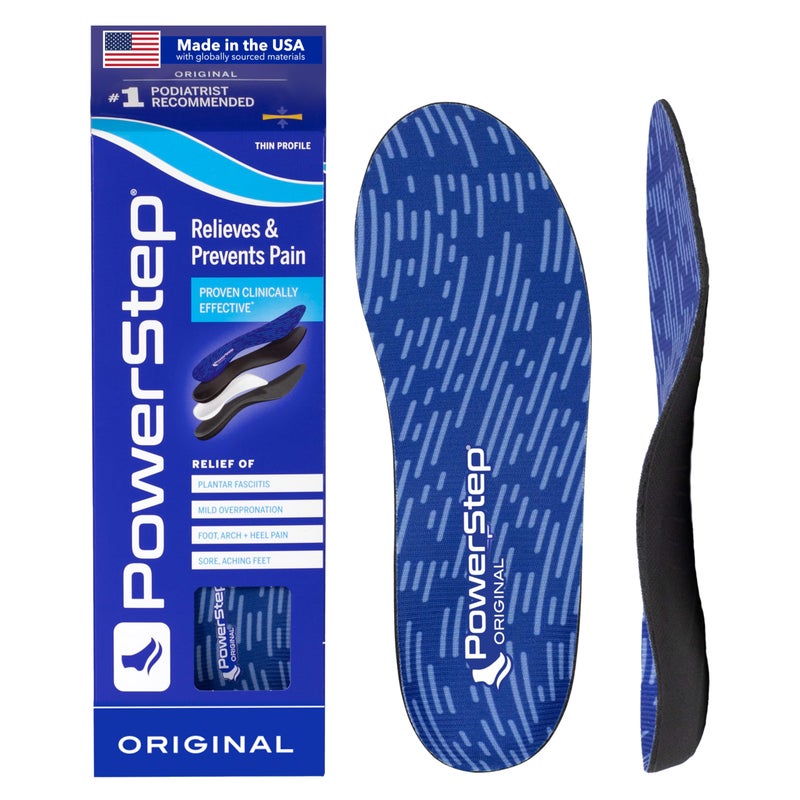 Powerstep Original Insoles Neutral Arch Support Plantar Fasciitis Pain Relief Inserts for Men and Women Low Profile Shoes M1213