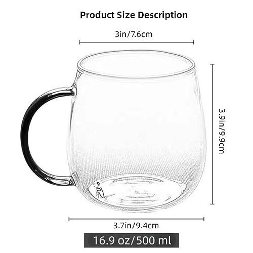 MAQQL Clear Borosilicate Glass Coffee Mug with Black Handle, 450ml/16oz, Ideal for Coffee, Tea, Beer, and Beverages – Durable, Gift-Ready Glass Mug - Image 2