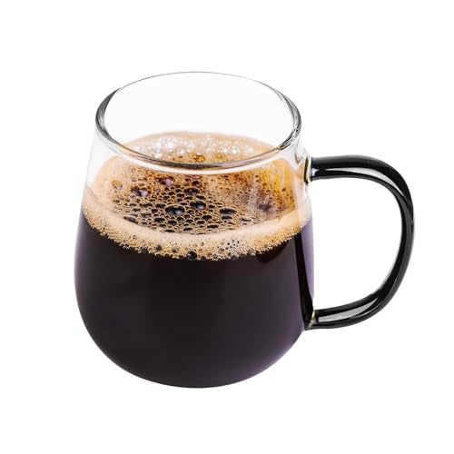 MAQQL Clear Borosilicate Glass Coffee Mug with Black Handle, 450ml/16oz, Ideal for Coffee, Tea, Beer, and Beverages – Durable, Gift-Ready Glass Mug - Image 1