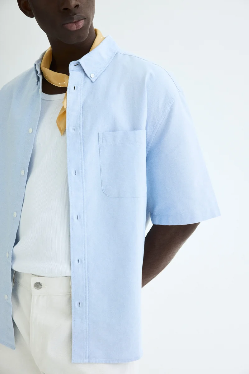 H&M  Relaxed Fit Short-sleeved Oxford shirt for Men | Best Price UAE