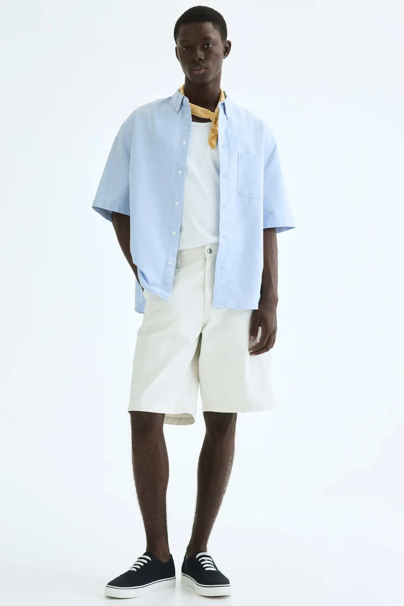 H&M  Relaxed Fit Short-sleeved Oxford shirt for Men | Best Price UAE