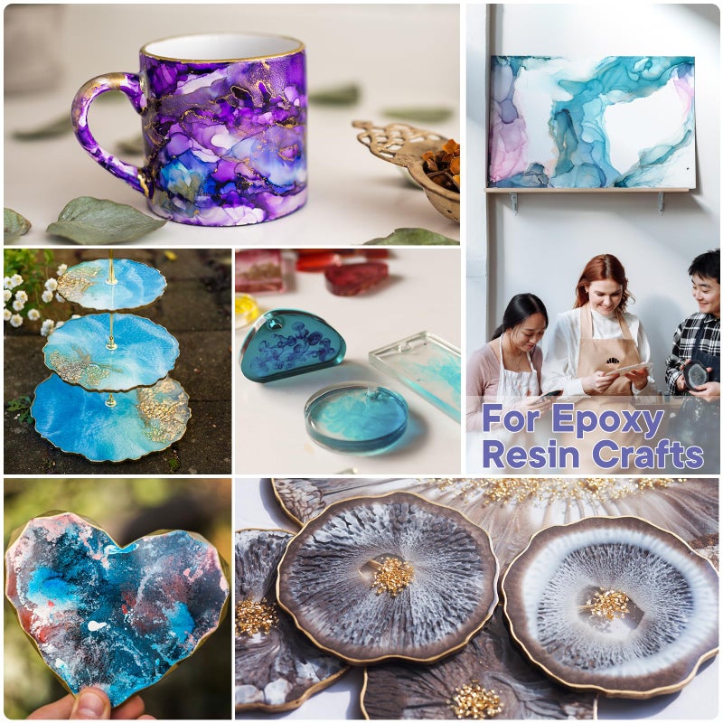 CHEAPART Alcohol Ink Set 24 Vibrant Colors Resin Dye High Concentrated Fast Drying Alcohol Based Epoxy Resin Pigment Resin Art Tumblers Coaster Acrylic Fluid Painting Crafts (24x10ml/0.35 fl oz) - Image 4