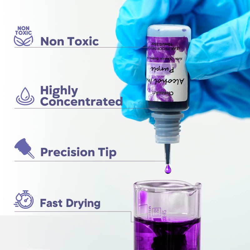 CHEAPART Alcohol Ink Set 24 Vibrant Colors Resin Dye High Concentrated Fast Drying Alcohol Based Epoxy Resin Pigment Resin Art Tumblers Coaster Acrylic Fluid Painting Crafts (24x10ml/0.35 fl oz) - Image 3