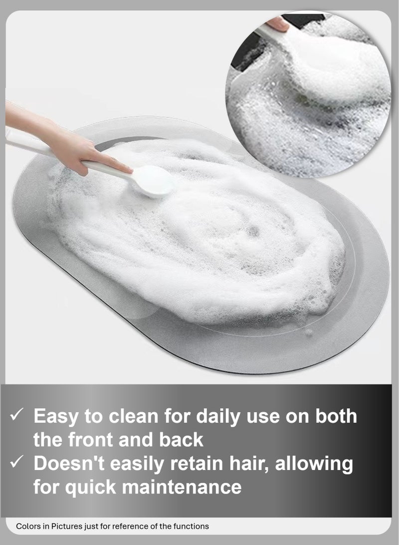 يوآ سجادة حمام كبيرة سريعة الجفاف | مادة المشطورة، مضادة للانزلاق، يمكن غسلها في الغسالة، سهلة التنظيف، متينة (أزرق، ذهبي، رمادي، 50 × 80 سم) - Image 5