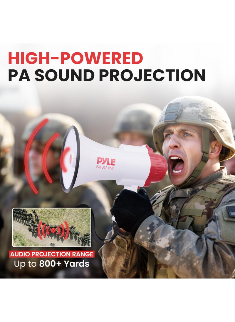 Pyle Pyle Megaphone Speaker PA Bullhorn - with Built-in Siren 30 Watt Voice Recorder & 800 Yard Range - Ideal for Football, Soccer, Baseball, Hockey, Basketball, Cheerleading Fans & Coaches - PMP35R  - Image 5