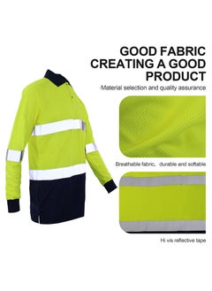 Zuolaya Safety Workwear Long Sleeve Quick Drying Reflective Polo Shirts High Vis Work T Shirts Green/Black  - Image 2