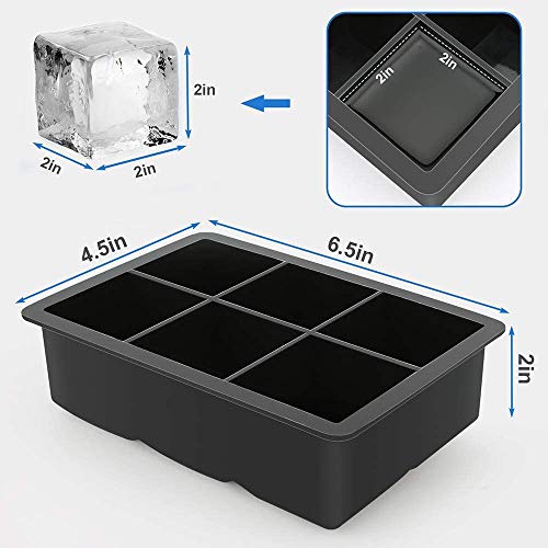 Koyet Silicone Ice Cube Tray with Lids, Easy Release Large Size 2" Cubes BPA-Free Ice Trays of 6 Cavities, Spill-Resistant Ice Cube Mold for Whiskey, Spirits, Cocktail & Drinks (Black) - Image 2