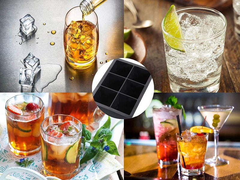Koyet Silicone Ice Cube Tray with Lids, Easy Release Large Size 2" Cubes BPA-Free Ice Trays of 6 Cavities, Spill-Resistant Ice Cube Mold for Whiskey, Spirits, Cocktail & Drinks (Black) - Image 5