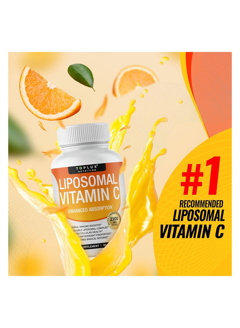 توب لوكس فيتامين C الشحمي 2100 مجم عالي الامتصاص وقابل للذوبان في الدهون فيتامين C - دعم المناعة، تعزيز الكولاجين، الدفاع عن المناعة ومضادات الأكسدة القوية، زيت MCT وليسيثين عباد الشمس، حمض الاسوربيك، نباتي غير معدل وراثيًا - Image 5