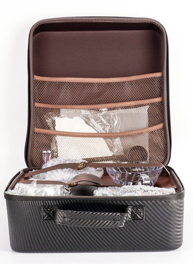 V60 Portable Pour Over Drip Coffee Maker Set with Travel Case Black 34.5 x 30 x 15.5cm, 7-Piece Hand Brewing Coffee Maker Set,Pour Over Coffee Machine Accessories Kit All In 1 Portable Travel Case  - Image 3