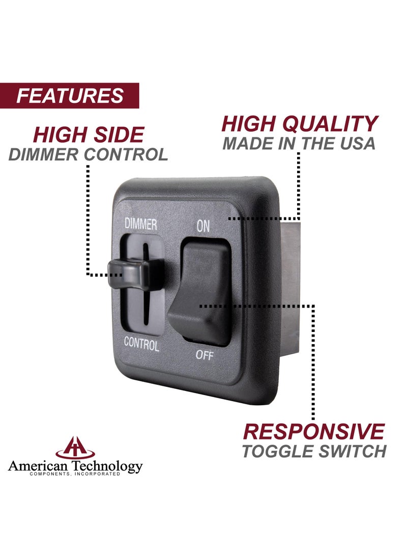 American Technology Components 12 Volt DC Dimmer Switch for LED, Halogen, Incandescent - RV, Auto, Truck, Marine, and Strip Lighting (Large Slider, Black)  - Image 4