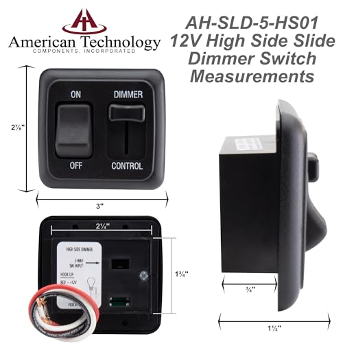 American Technology Components 12 Volt DC Dimmer Switch for LED, Halogen, Incandescent - RV, Auto, Truck, Marine, and Strip Lighting (Large Slider, Black) - Image 3