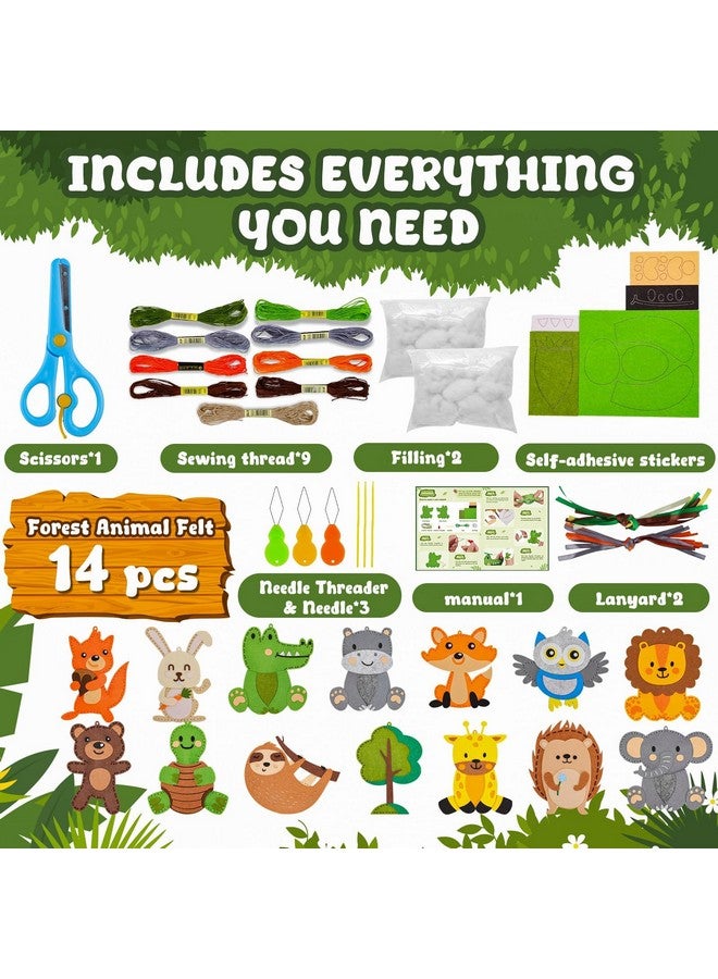 Garma Animal DIY Sewing Kits for Kids Age 6-12, Jungle Animal Sewing Set Craft Kits for Beginners Includes 14 Stuffed Animals, Educational Crafting and Sewing Kits for Girls and Boys Birthday Easter - Image 3