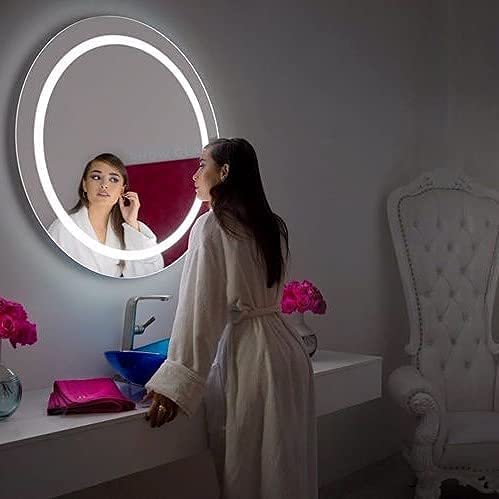 PRINCE ART LED Mirror Glass Bathroom Wall Full Size Length Home Decor Light Mirror for Bedroom Living Room Dressing Room Hall Wash Basin Makeup Room Size 21x21 Inch AZ12 - Image 2