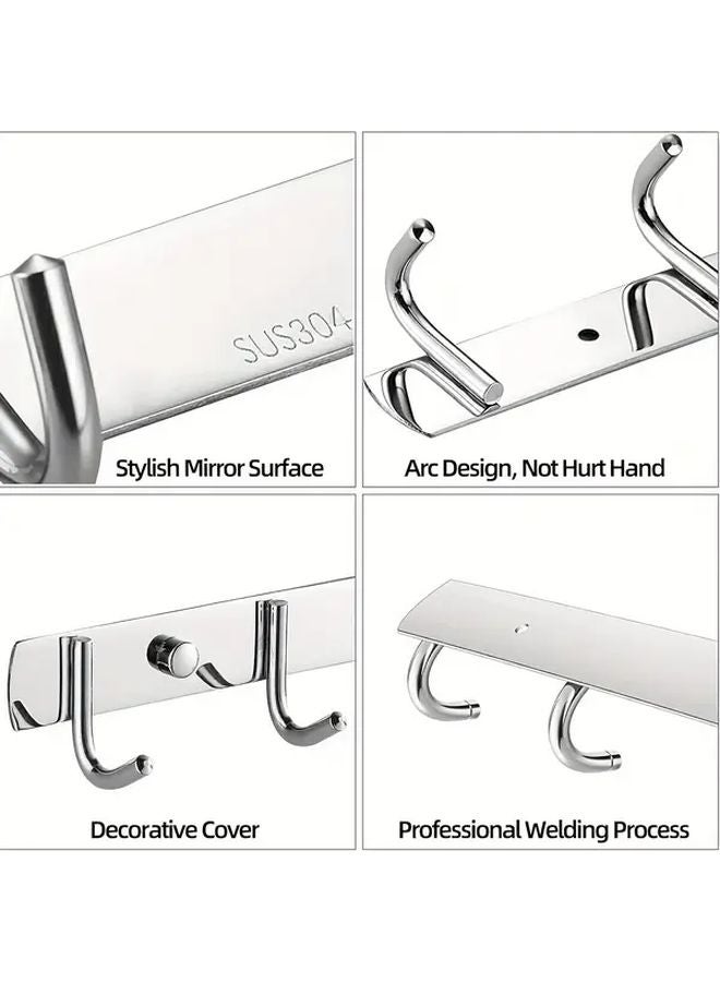 مجموعة من 2 رف معاطف حائطي متين من الفولاذ المقاوم للصدأ 304 مع 5 خطاطيم تشطيب نيكل فرشاة - Image 3